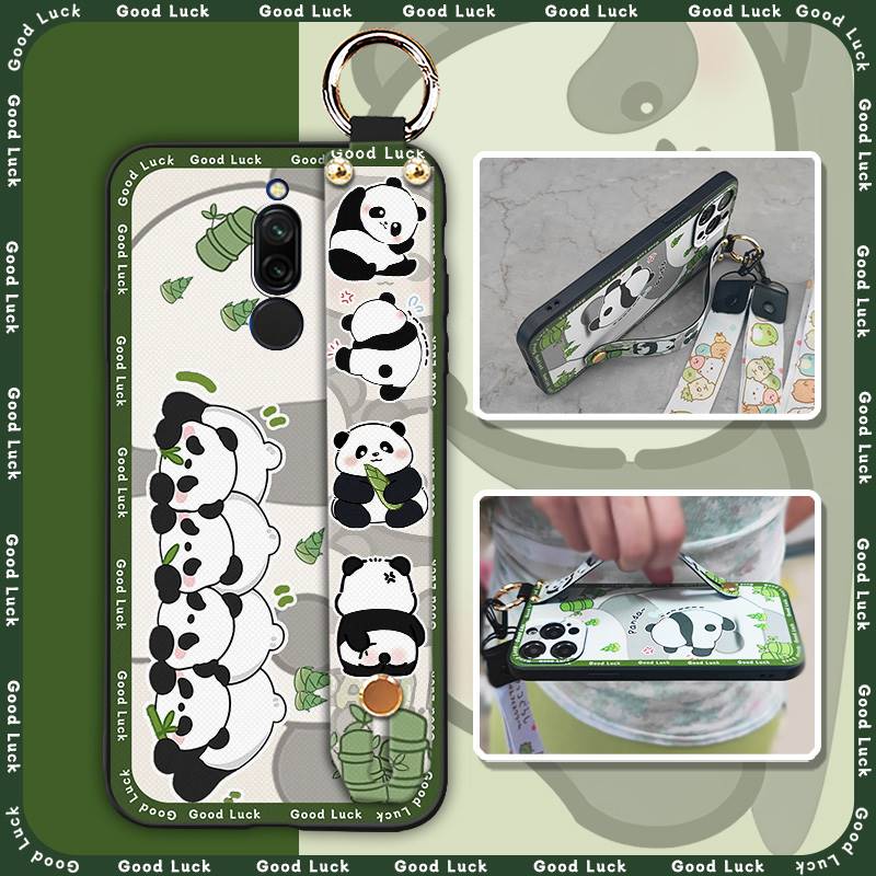 Cute Kickstand Phone Case For Xiaomi Redmi 8 Protective Silicone Cartoon Fashion Design Back Cover Lanyard Anti-knock
