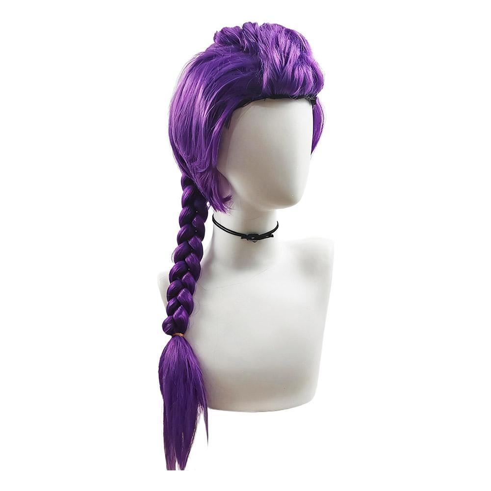 NIEUwe Cosplay Paars/Roze Lange Vlecht Met Geïntegreerde Tijgerbek Klem Aan De Zijkant Kinderpruik Halloween Kostuumfeest Anime white