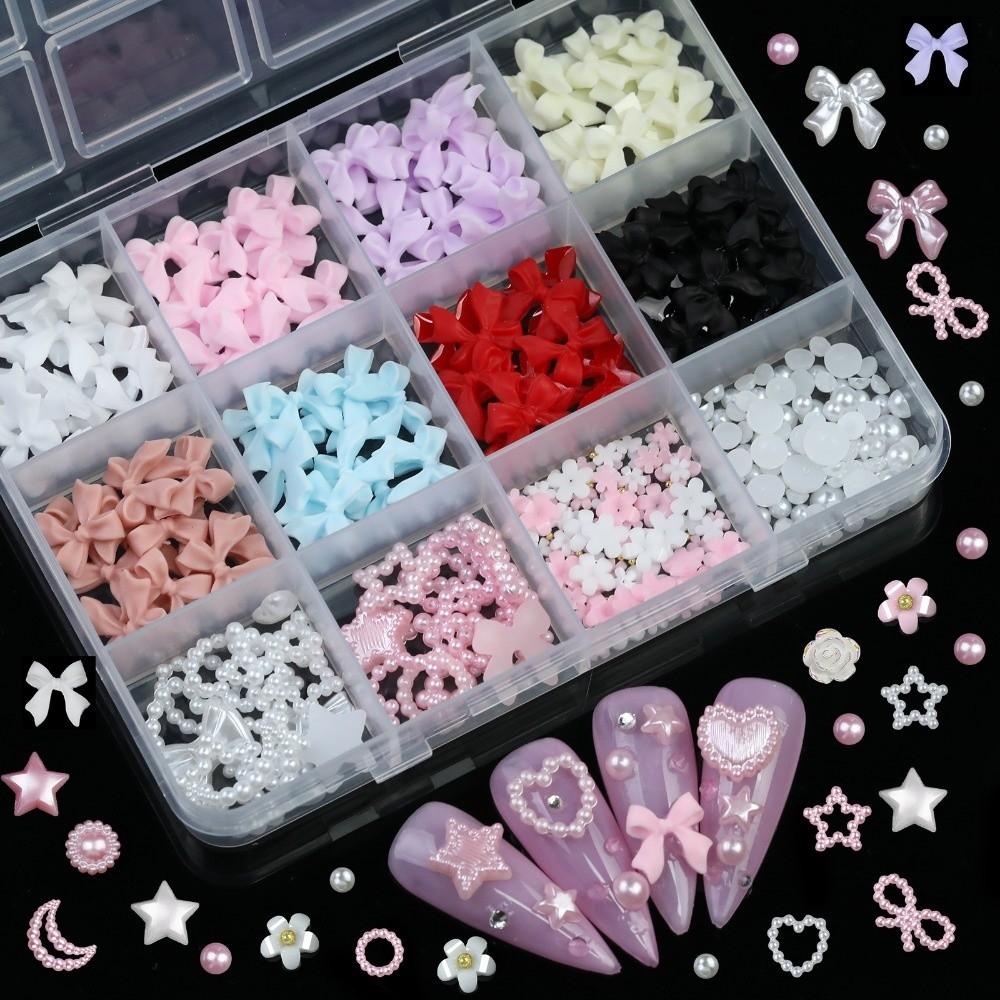 Shimmer Jelly Rhinestones Mixed Bowknot Nail Art Decorations Hot 3D Nail Charms  for Nail Art