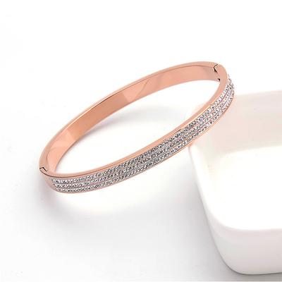 European and American Titanium Steel Bracelets Do Not Fade, Colorful Ladies Inlaid Diamond Texture Buckle Open Bracelet