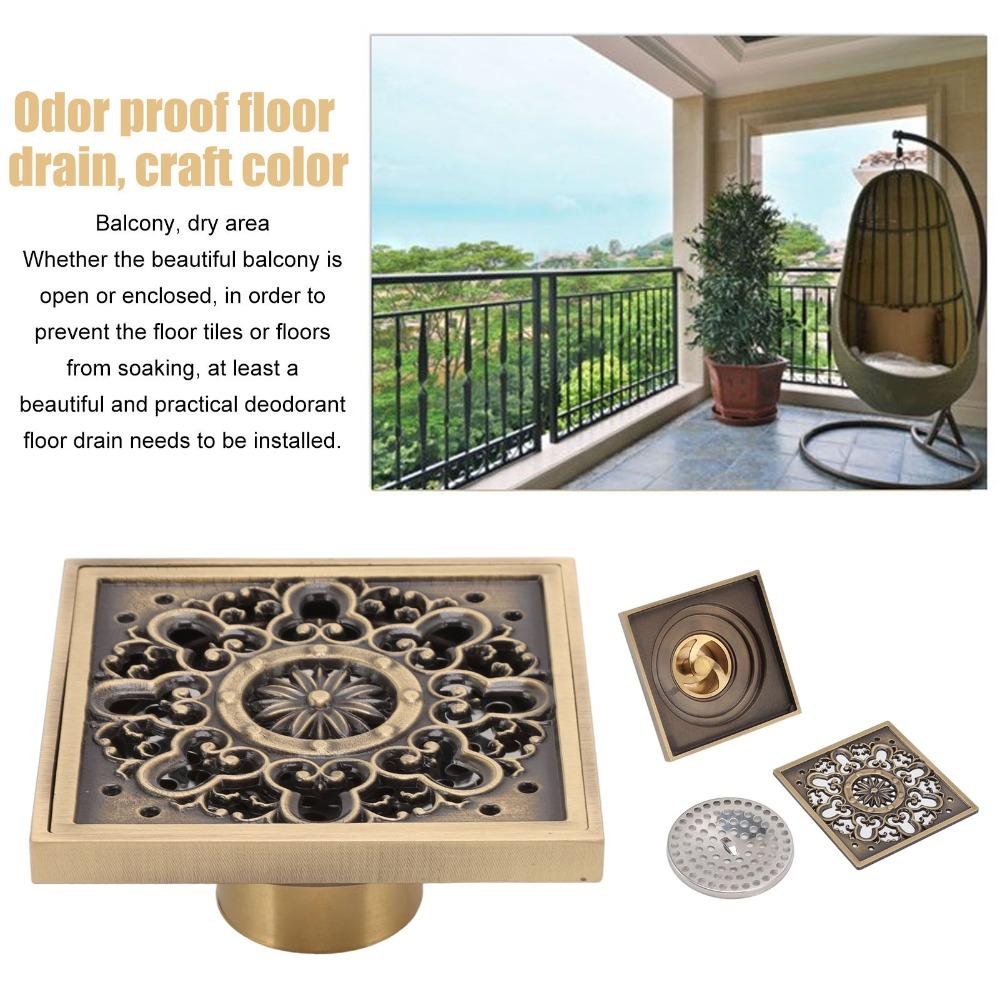 Copper Material Floor Drain Square Floor Strainer Durable Drain Strainer  Toilet