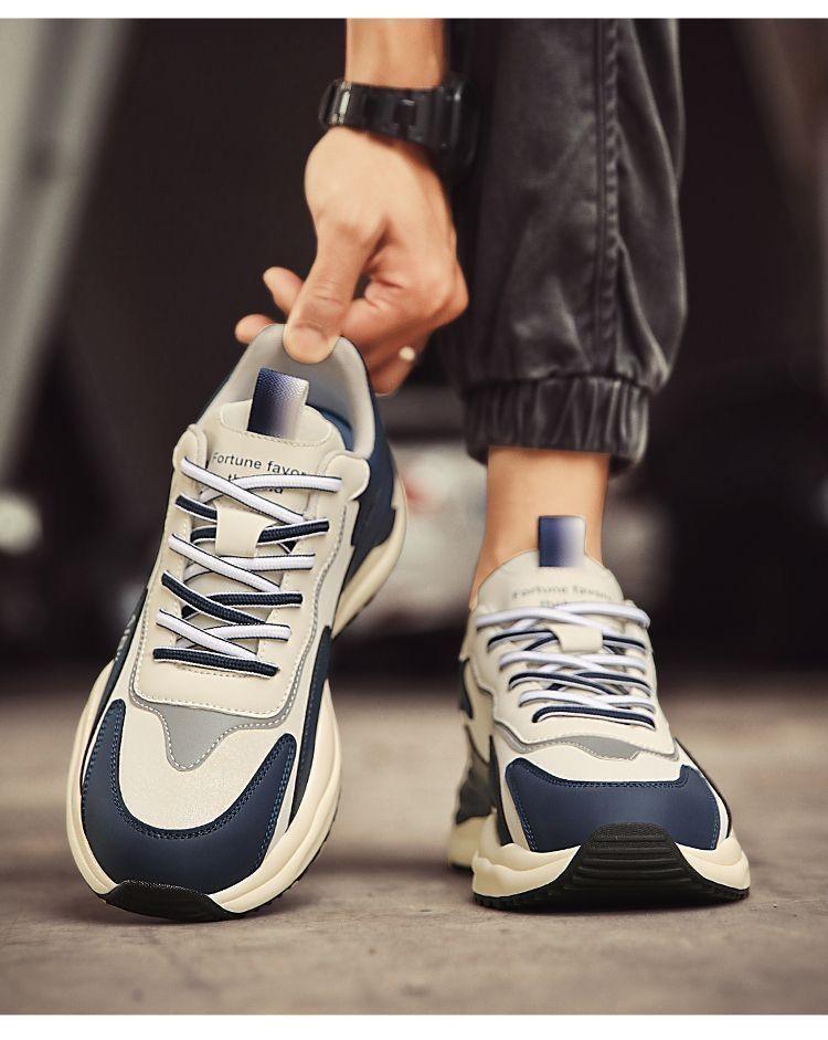 Forrest Gump Men's Shoes Autumn Leather Sports Shoes Men's Versatile Casual Shoes Running Anti Slip Height Increasing Dad Trendy Shoes Winter