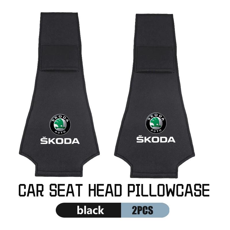 AAAJF1 Car Headrest Cover Universal Interior Accessories Fit For Skoda Kamiq Karoq Octavia 2 3 Rapid Scala Kami Fabia VII VRS
