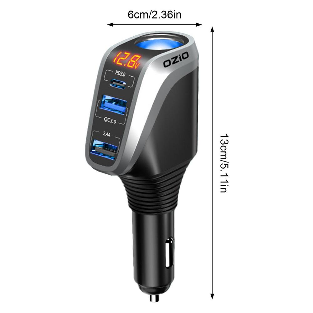 4-in-1 Zigarettenanzünder-Adapter Universelles Ladegerät Zigarettenanzünder USB-Ladegerät Mit 3 USB-Anschlüssen 12V/24V Autoladegerät Mit High-Definition-LED