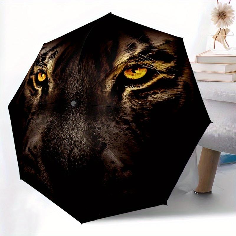 1pc Tiger Face Automatic Open/close Folding Umbrella, Compact Portable Travel Umbrella,Durable Construction yy250814151