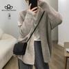 Knitted Cardigan Jacket Women Solid Color V-neck Large Version of Loose Medium-length Top Sweater Autumn Sweater