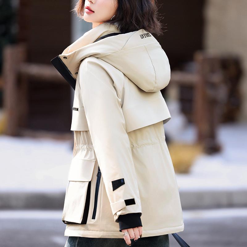 

Women s Winter 2024 Korean-Style Slim Fit Workwear Down Jacket - Thick, Cold-Proof White Duck Down Coat Large чёрный