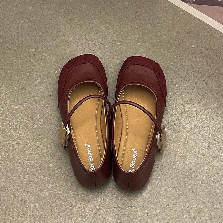 

Корейская версия универсальных однотонных туфель с легким мундштуком 2024 года, осень-зима, новые французские ретро-туфли Мэри Джейн, туфли на плоской подошве с мягкой подошвой 40 бордовый