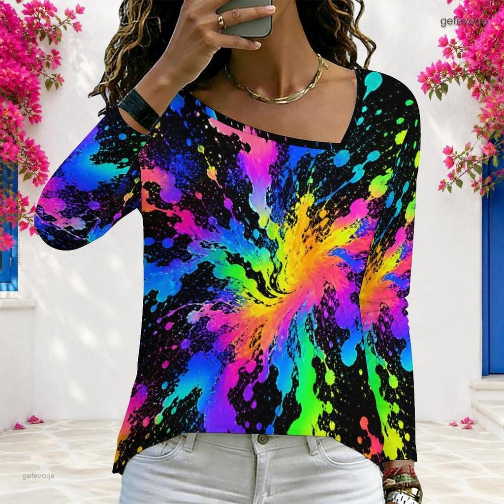 Women Plus Size V Neck Long Sleeve American Flag Printed T Shirt Black Red White