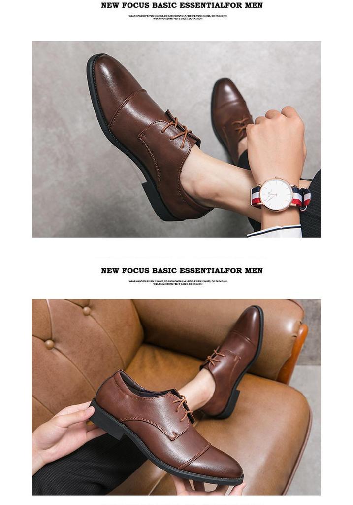 Men's Large Size Derby Formal Leather Shoes for Office, Wedding, and Banquet