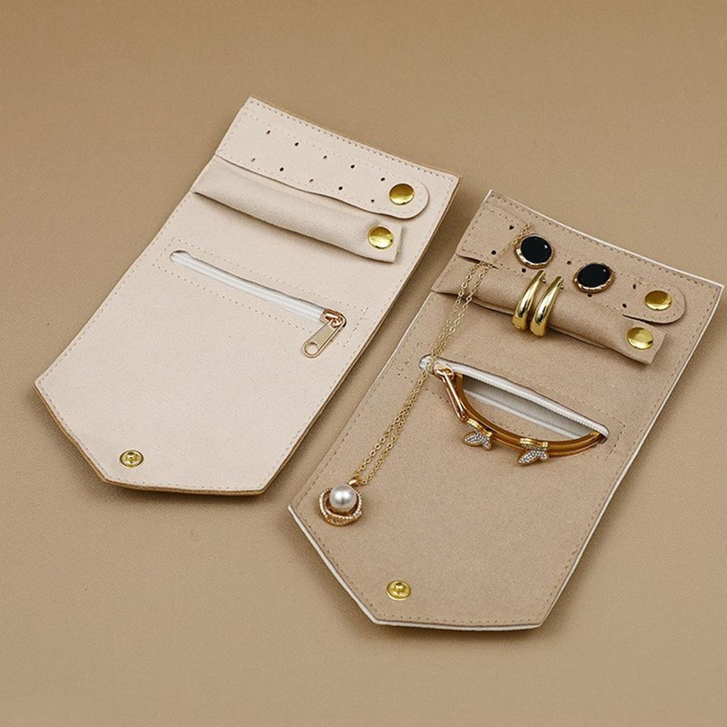 Compact and Practical Jewelry Roll Foldable Jewelry Case Bag for Journey Rings Necklaces Perfect for Any Occasion