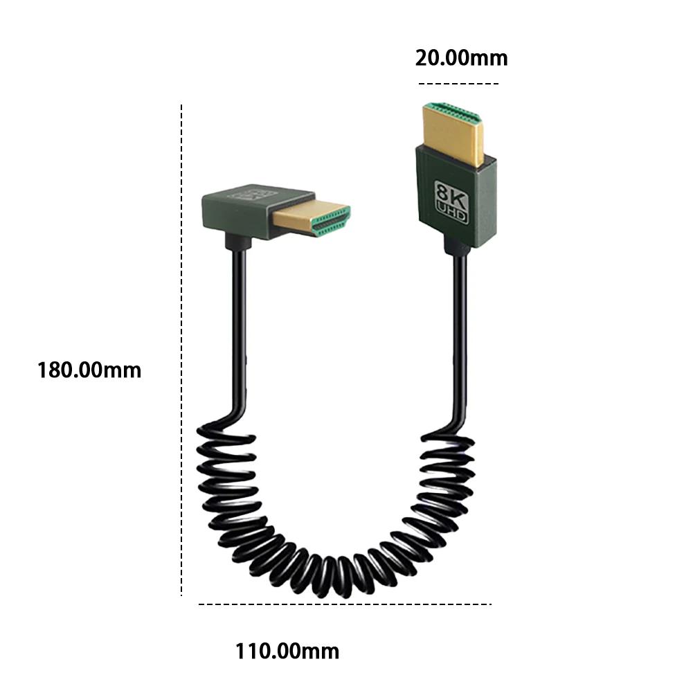 8K Ultra HD HDMI-Compatible To HDMI-Compatible Coiled Cable Male To Male Extreme Thin HDMI-Compatible 2.1 Cable 8K@60Hz 4K@120Hz