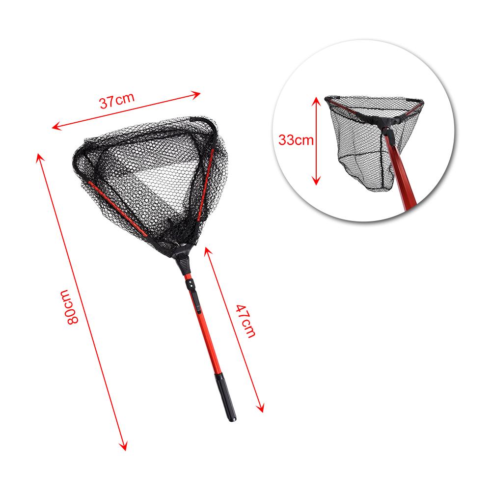 Lixada Fly Fishing Triangle Brail Landing Net Portable Foldable Lightweight Net Nylon Fishing Net Aluminum Alloy Frame