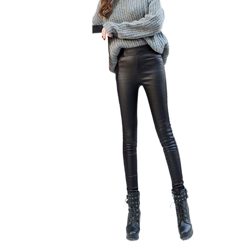 Damen Hohe Taille Warme Lederhose - Herbst/Winter Plus Samt Schlankmachende Lange Basisunterwäsche.