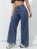 Women's 2025 Spring Straight-Leg Wide Jeans - Loose, Slimming, Floor-Length Wash