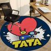 1PC Tata Character, BT21 Office Round Rug - Perfect for Office or Study Decor, Machine Washable, Non-Slip Backing, Decorative Floor Mat