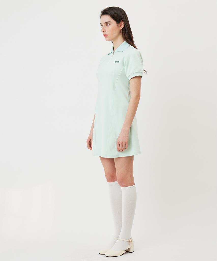 A Ben Mint Short Sleeve Collared Dress