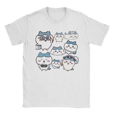 Harajuku Chiikawa hachiware T-shirty Męskie Okrągły Dekolt Krótki Rękaw Ubrania Bawełniane Letnie Topy Koszule