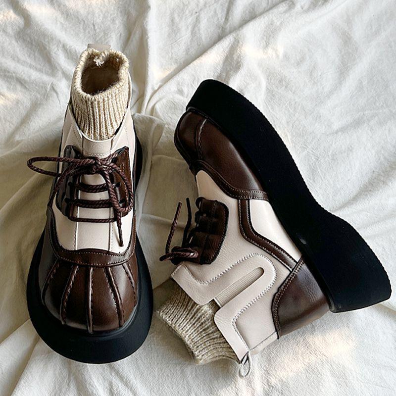 

Девичьи ботинки Мартин - Осень/Зима 2025, Мягкая подошва, Универсальный британский стиль, Короткие ботинки из двух видов хлопка для детей Size 34, 21.4cm