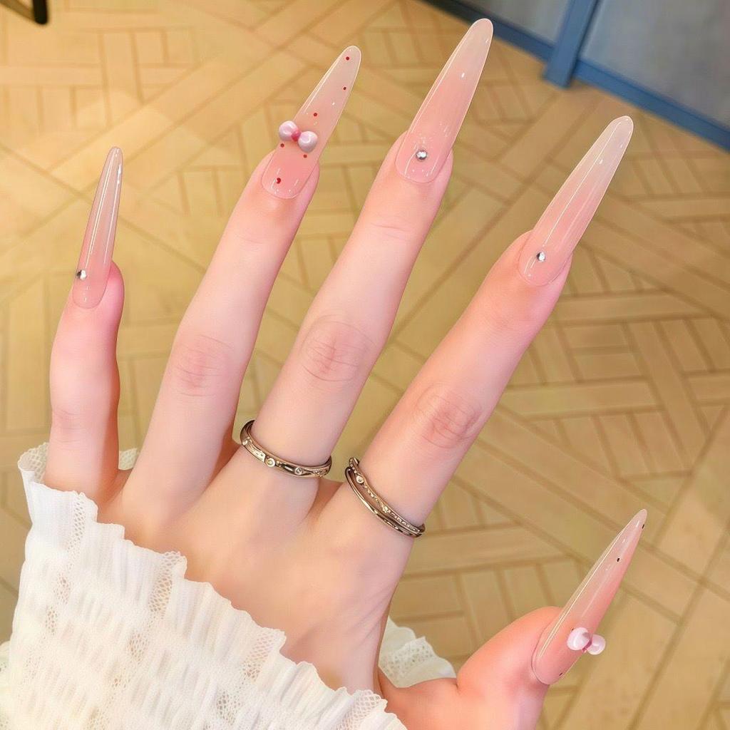Gothic Red & Black Gradient Handmade Long False Nails