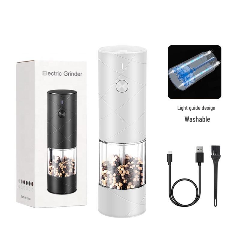 USB Rechargeable Electric Pepper Grinder, Adjustable Coarseness, Kitchen Automatic Black Pepper and Sea Salt Mill.