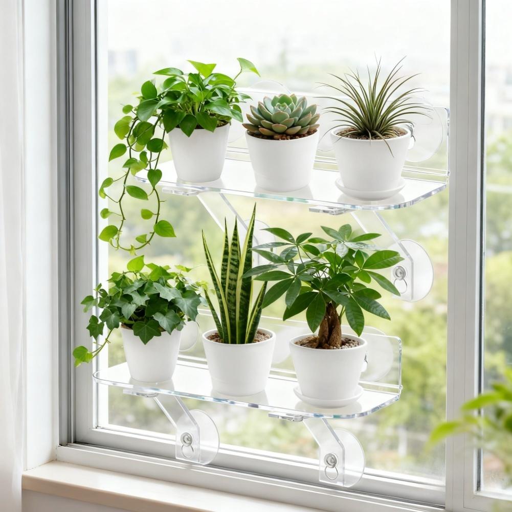 12x5 Inch Size Acrylic Plant Shelf Window Shelf Set