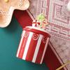 Ceramic Christmas Storage Jar with Lid, 700ml Holiday Candy Canister for Counter Display, Tea Bag Storage, Coffee Bar Accent Use Home