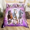 Cherry Blossom Horse Comforter Cover Twin for Kids Boys, Wild Animal Bedding Set Galloping Horse Duvet Cover with 2 Pillowcase