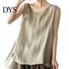 Women Solid Color Vest Round Neck Sleeveless Tank Tops Versatile Top For Loose Fit Thin Sport Streetwear