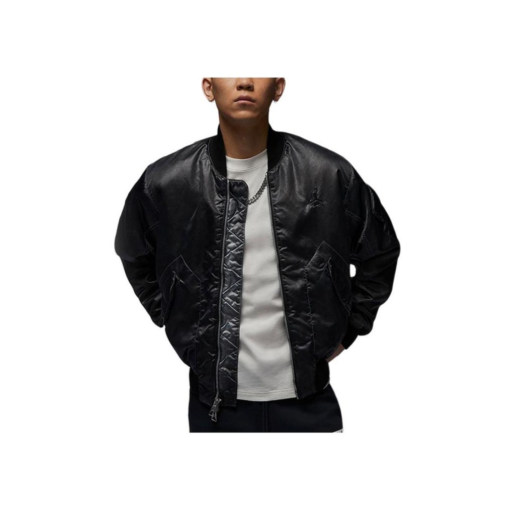 Jordan Giacca casual a maniche lunghe con ricamo logo a tinta unita da uomo Nera FN6544-010