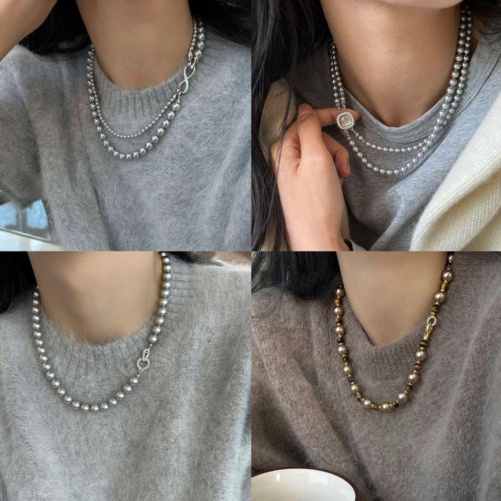 Elegante französische doppelreihige Perlenkette: Vielseitige, hochwertige Schlüsselbeinkette