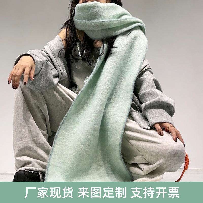 Autumn and winter new high-end scarf men's and women's niche simple shawl thickened warm versatile scarf
