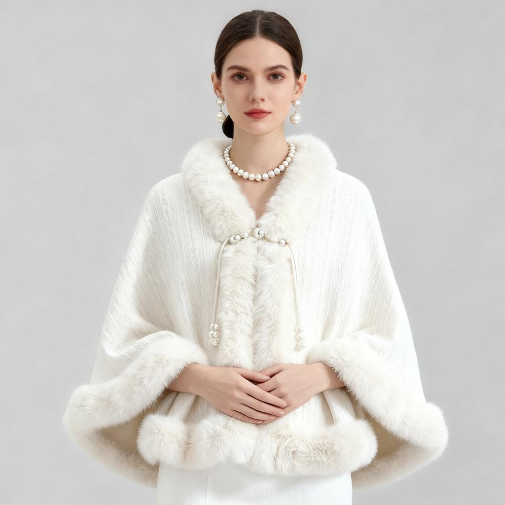 New Velvet And Thick Fur Collar Shawl For Women To Keep Warm