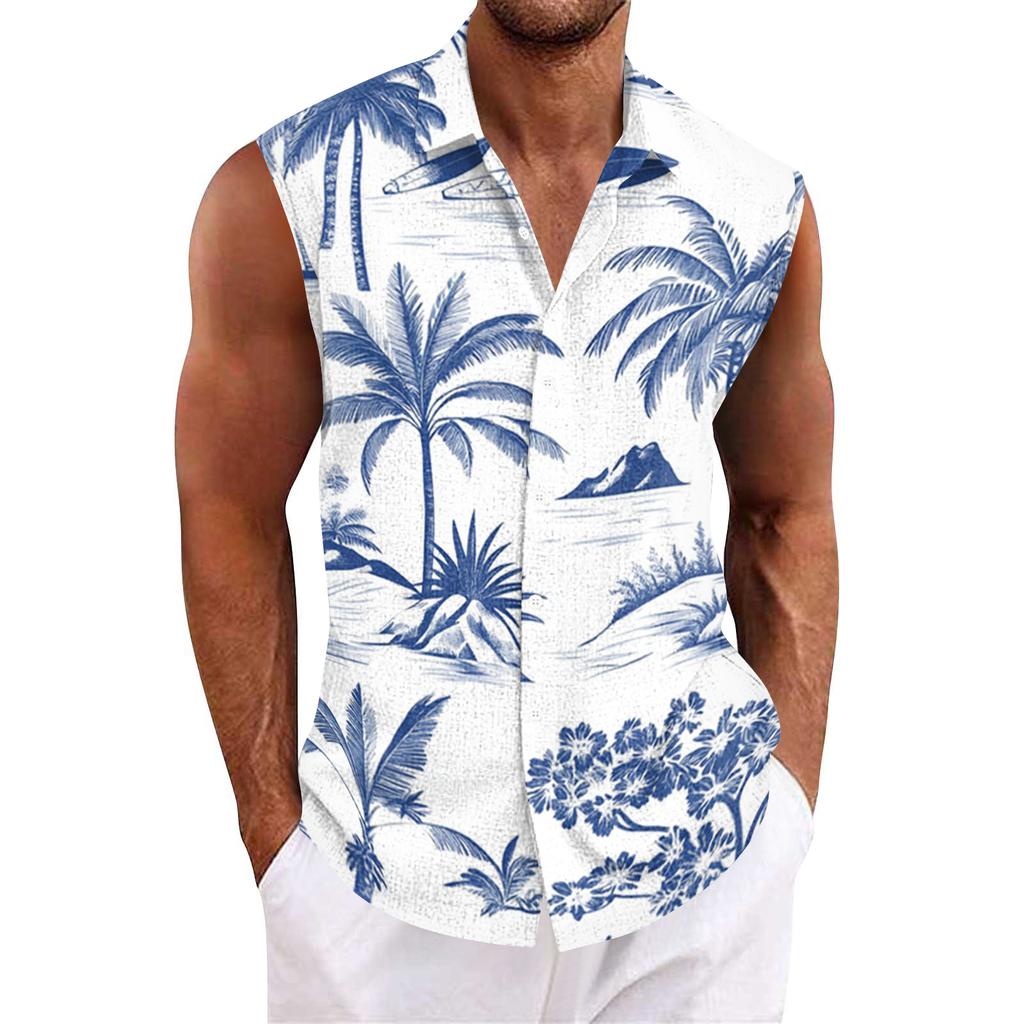 Herrskjorta med Hawaii-mönster och knappar