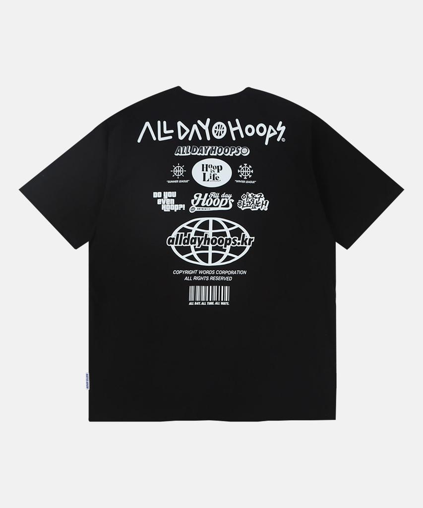 ALL DAY HOOPS Hoop S2 Logo Short Sleeve T-Shirt Black