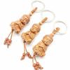 Monk Buddhism Guanyin Wood Carving Craft Bag Pendant Keychain Car Accessories Keyfob Key Ring