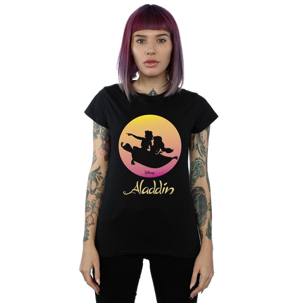 Disney Womens/Ladies Aladdin Flying Sunset Cotton T-Shirt