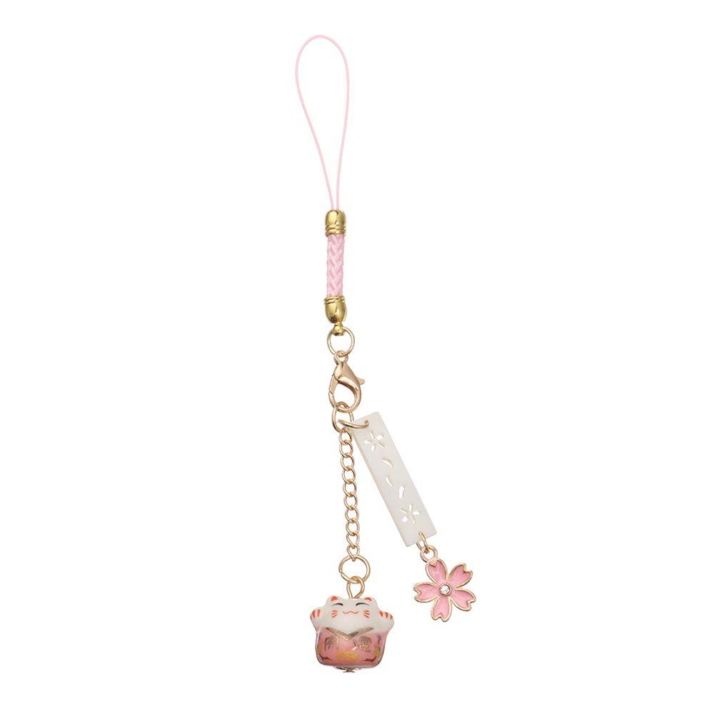 Blossoms Keychain Wrist Rope Anti-lost Lanyard Sakura Lucky Cat Phone Lanyard Phone Strap Lanyard