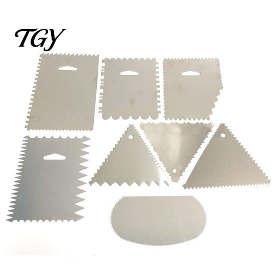 Cake Decorating Texture Tool Stainless Steel Scraper with Multi-faceted Sawtooth, Rectangle/Pentagon/Triangle/Semi-circle Shape Cream Multipurpose