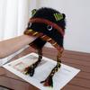 Cartoon Little Monster Woolen Hat Female Autumn and Winter Fringed Braid Headgear Warm Ear Protection Lei Feng Hat