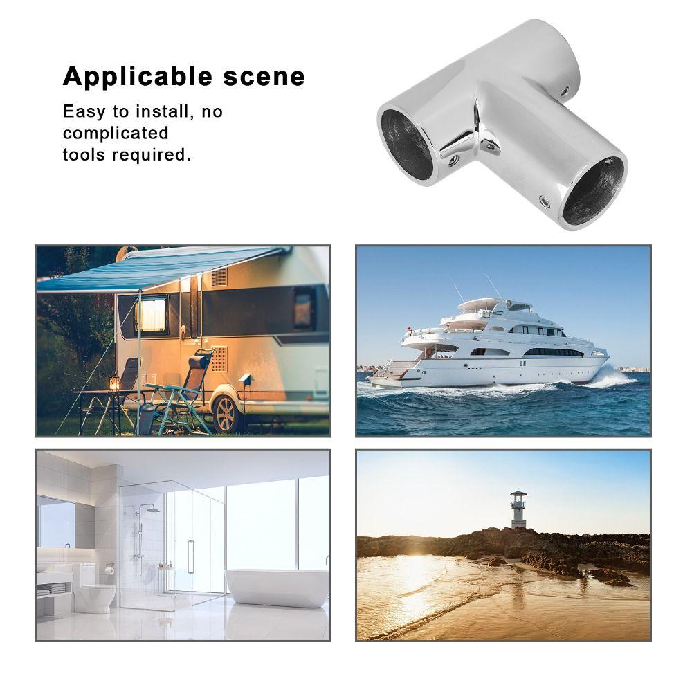 Polished Boat Handrail Tee Marine Pipe Connectors  Marine Yacht Boat Deck Railing