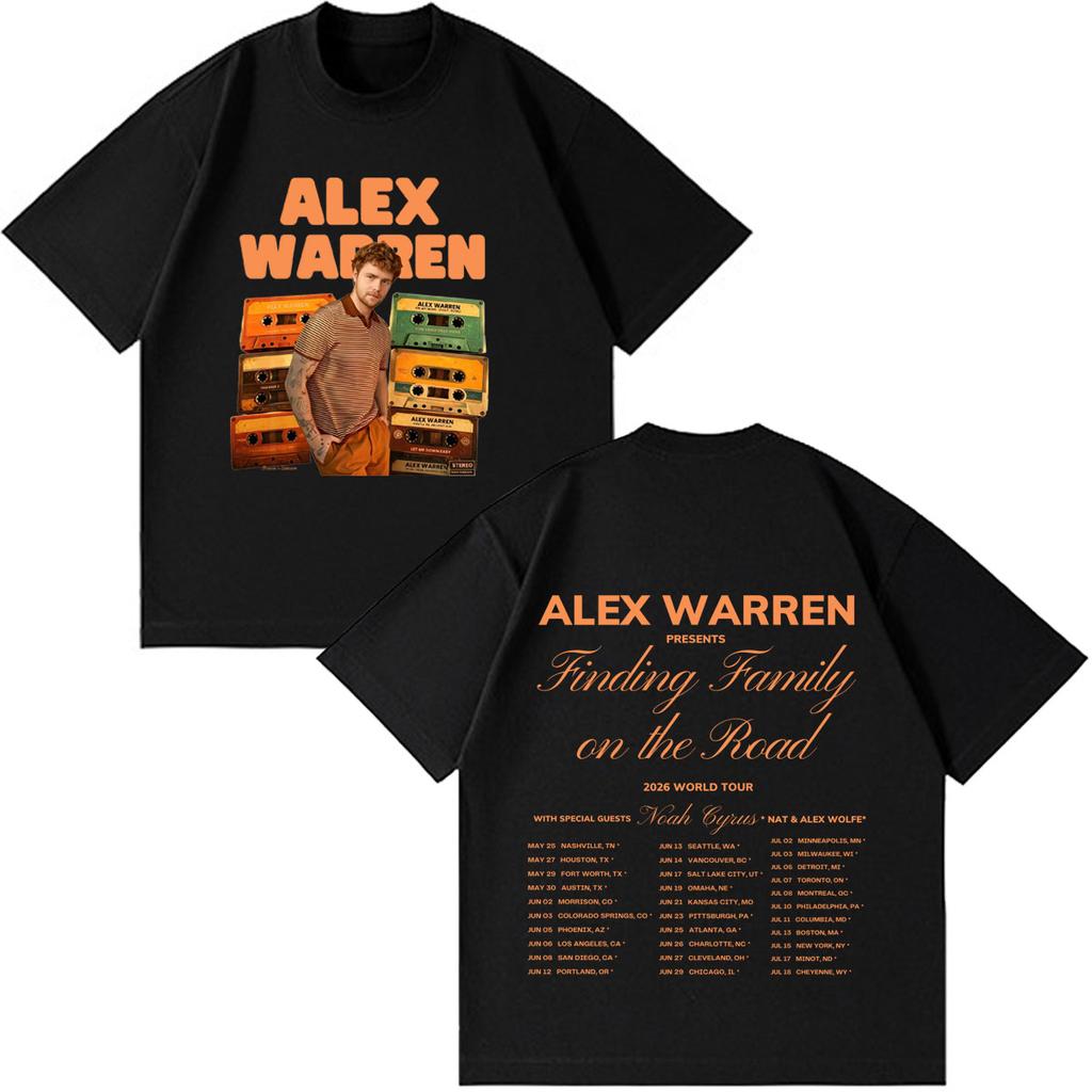 Alex Warren Finding Family On The Road 2026 Tour Print T Shirt Unisex Unisex Fashion Tee Shortsleeved Loose Casual Hiphop T Shirts