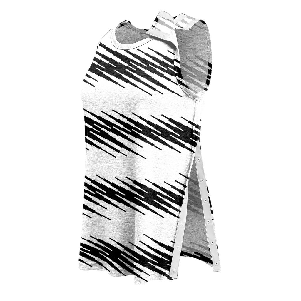 Women Shoulder Surgery Recovery Shirt Sleeveless Top with Snap Buttons Easy Open Design Striped Print Post-Operative Clothing