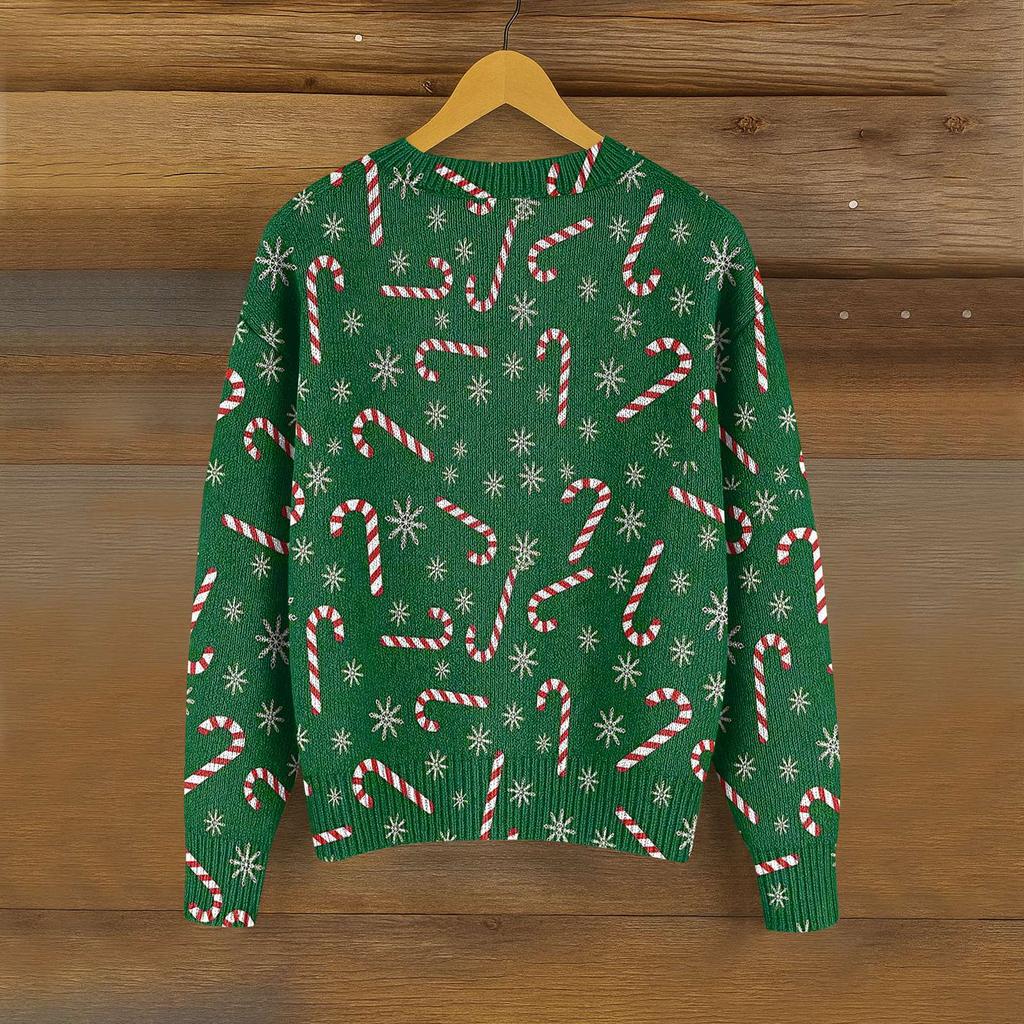 Women's Round Neck Top Printing Thickened Plush Cashmere Warm Long Top