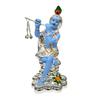 Krishna Idol for Home Silver Plated Blue Terracotta Murli Krishna Laddu Gopal Murti for Gifting