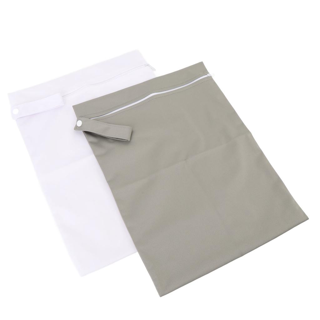 2pcs Wet Bags Zippered Water Proof Portable Outdoor Storage Bag Organizer for Wet Clothes Green White