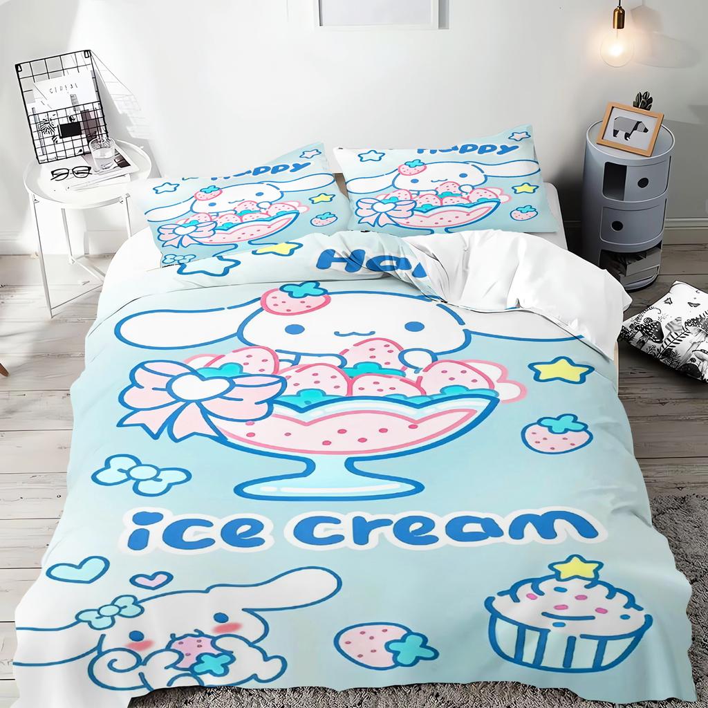 Sanrio Series Kuromi Duvet Bedding Set for Children King Size Luxury Cover 100% Polyester 3-Piece Christmas Gifts Home Decor