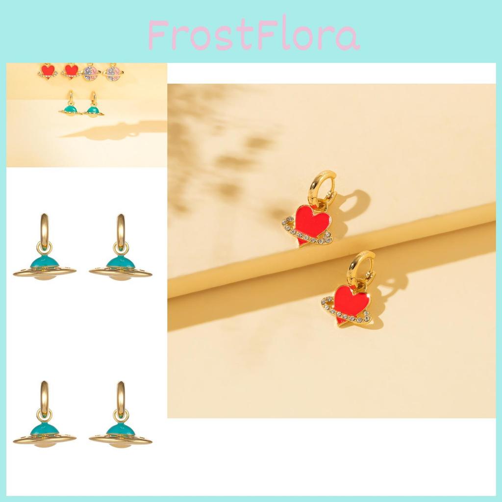 Unique And Heart Planet Alloy Earrings Fashionable Street Style Jewelry