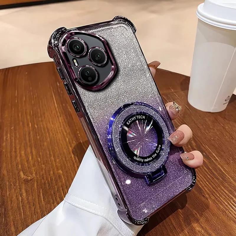 Für Honor400Lite Hülle Luxus Glitzer Halter Hülle Für Honor 400 Pro X7A X8A X8B X8C X9B Nova13 Schwach magnetisch Glitzer Weiche Abdeckung