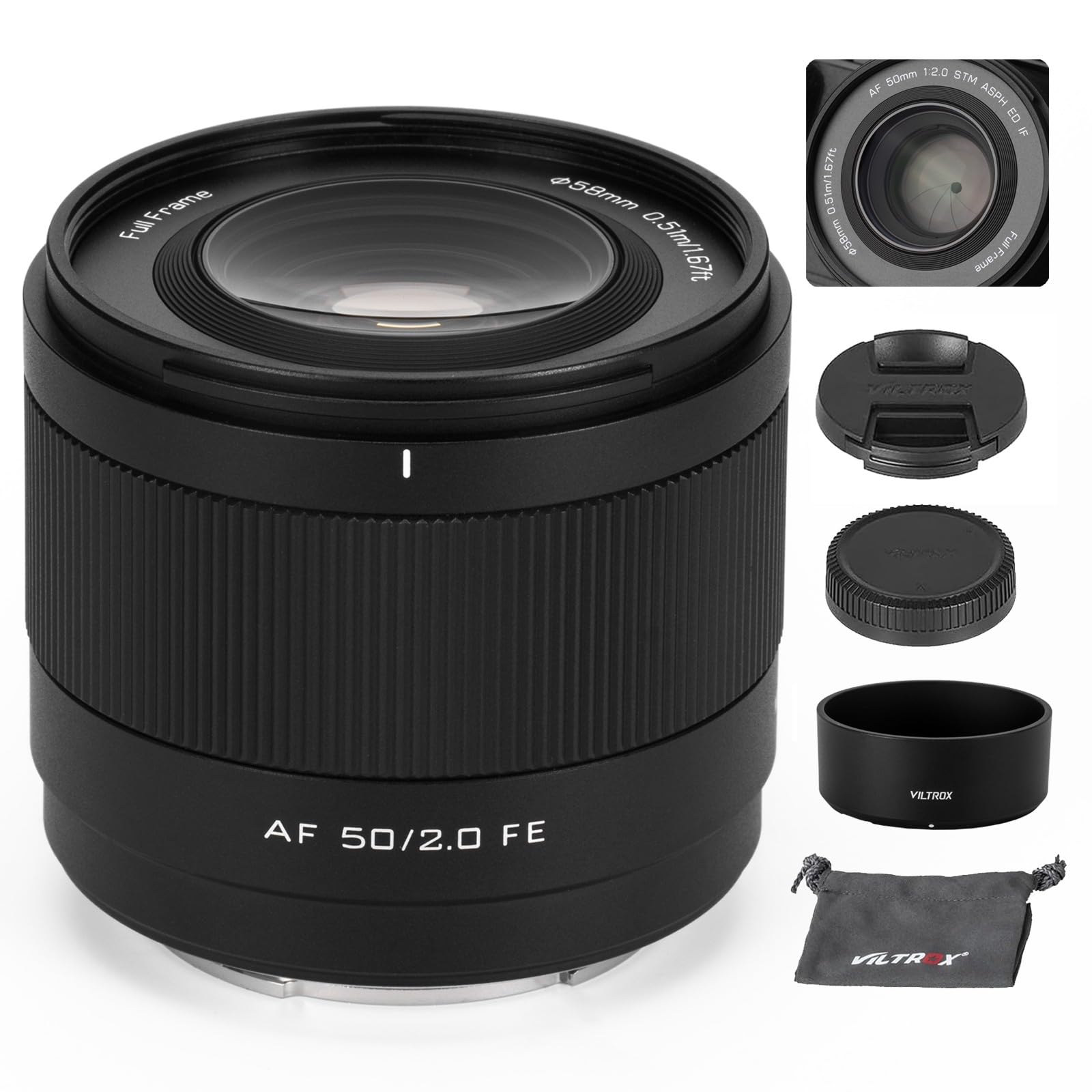 

VILTROX 50mm FE Mount AF 50mm F2 Lens for Sony Full Frame STM Auto Focus Prime Lens for Sony E Mount Camera A7C A7ll A7RlI A7SIII A7III A7RIII A7IV